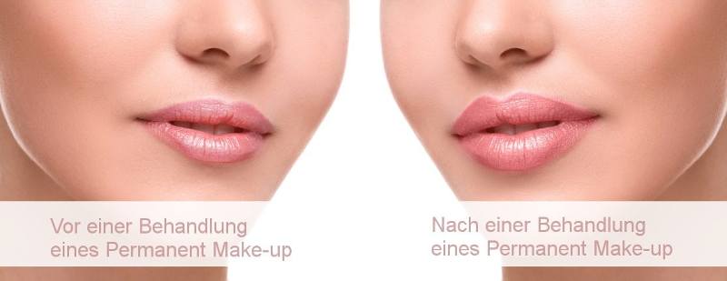 Vor und nach einer Behandlung eines Permanent Make-up